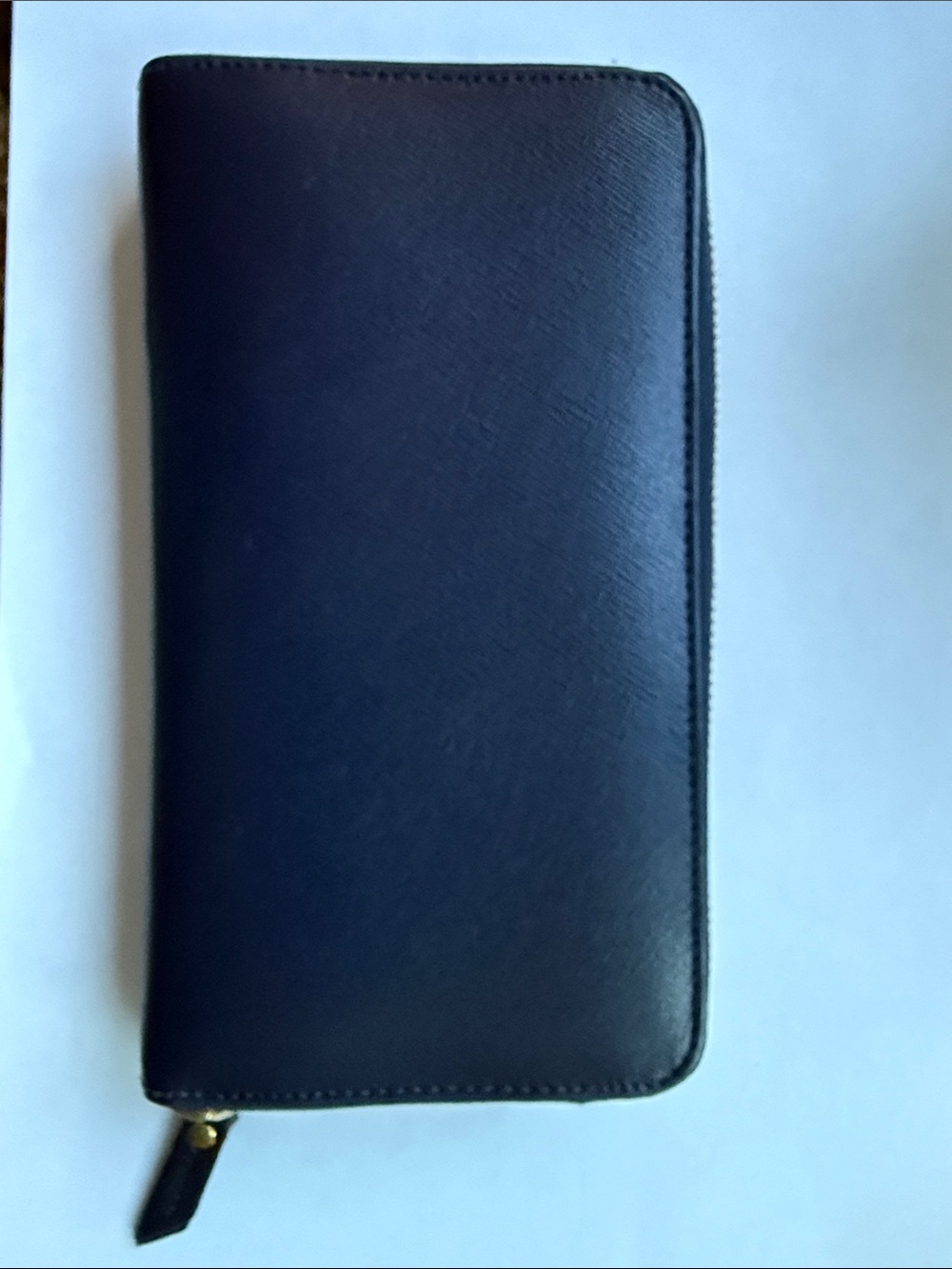 Zip-Around Epsom Leather Wallet - navy Neiman Marcus mint made in italy